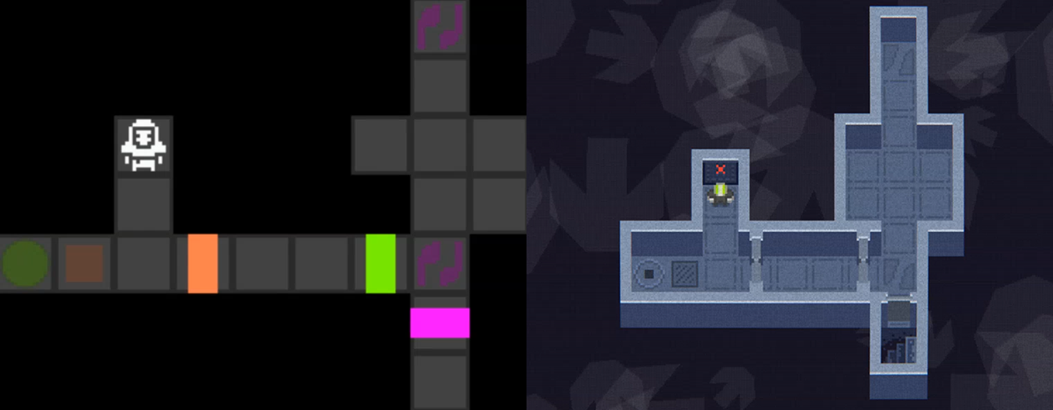 Comparison shot of the first and the last screenshot of the jam game during the development